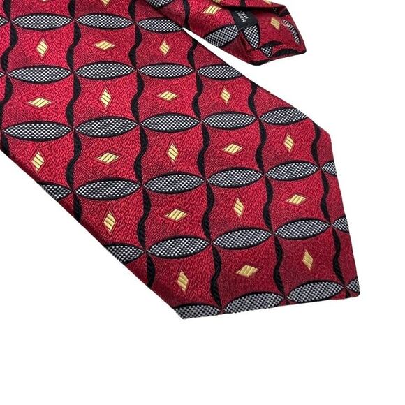 Jos A Bank Signature Collection Mens Red Neck Tie Necktie Silk Italy 4" Wide - Picture 8 of 16